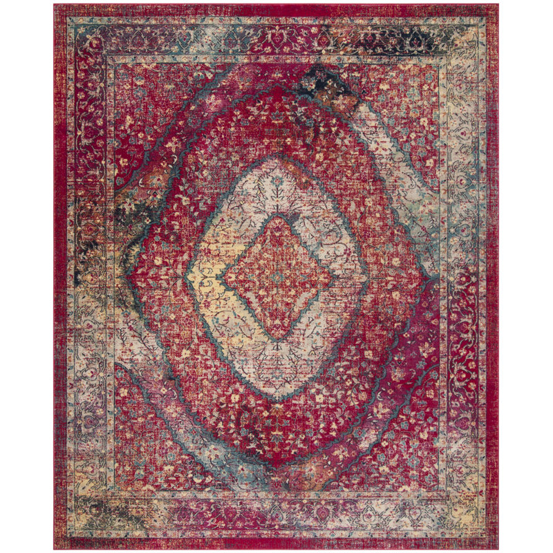 Tapis oriental fuchsia / ivoire Annette, Rectangle 9 pi x 12 pi