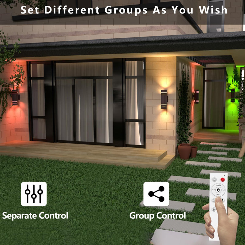 Smart Outdoor Wall Lights With Colour Changing RGB+White, Wifi App Control, Dusk To Dawn Sensor, Modern Cylinder Design For Porch, Garden, And Entryway