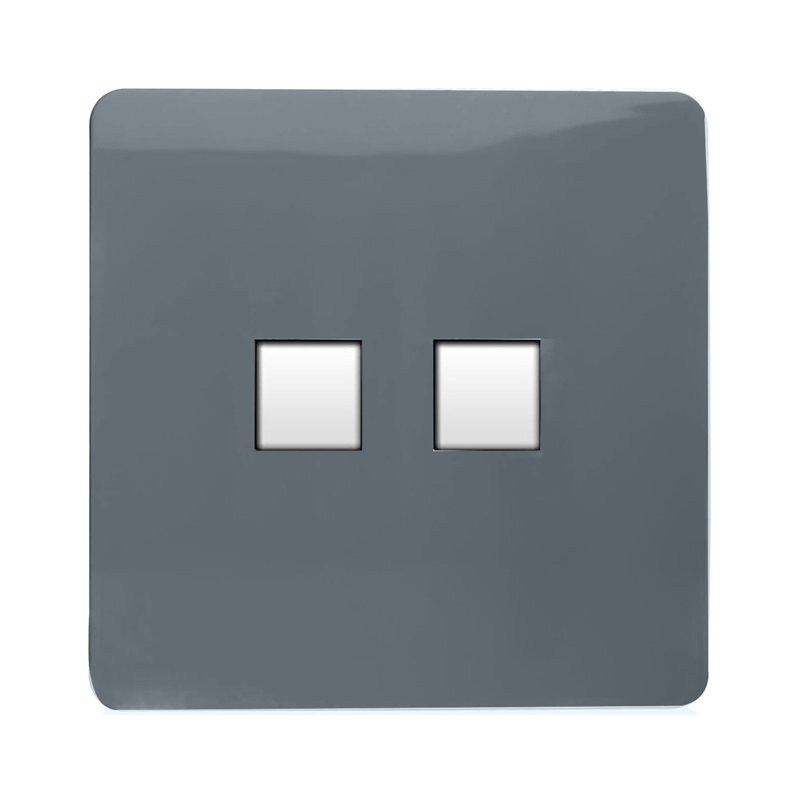 Trendi Switch 2 Gang RJ45 Cat 6 Modern Designer PC Ethernet Socket, Warm Grey