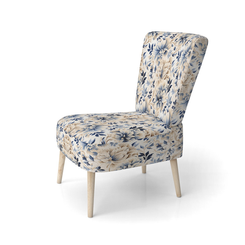 Chaise d'appoint Petal Symphony Blue Damask Harmony - rembourrée bohème et éclectique