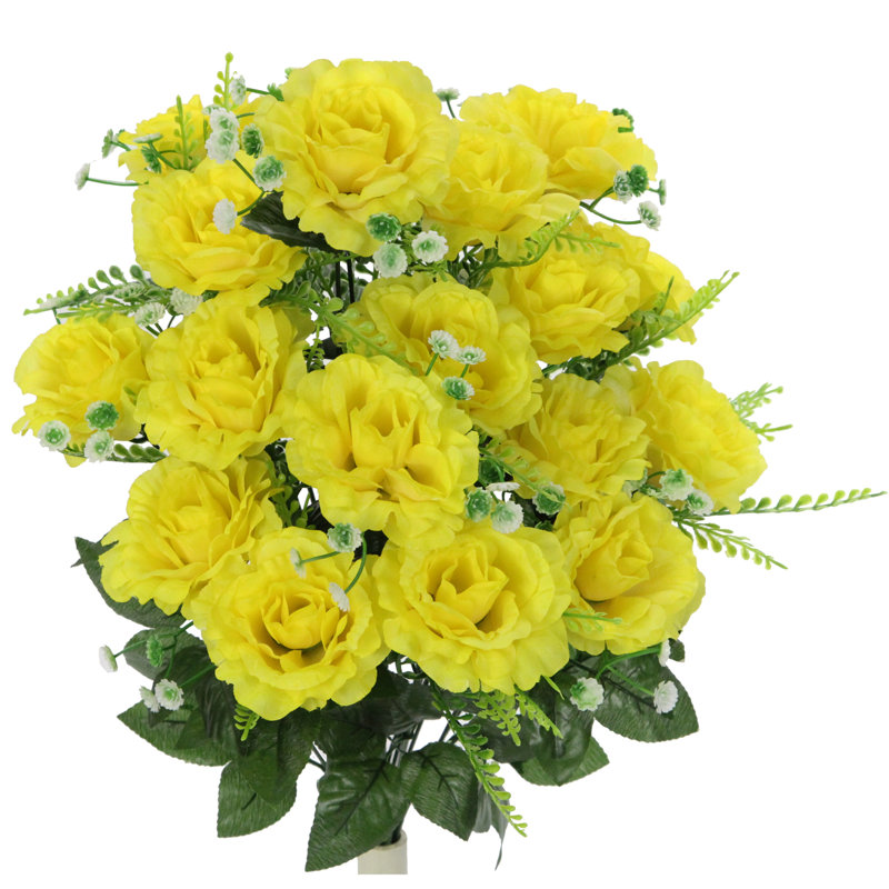 18 fleurs roses en pleine floraison, Jaune