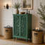 Meuble de rangement d'appoint de style campagnard avec 2 portes sculptées ajourées et étagère réglable-724460176