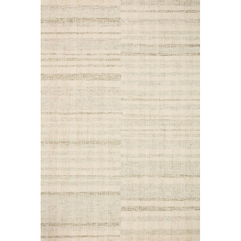 Gray and Natural Handmade Wool Stripe Area Rug