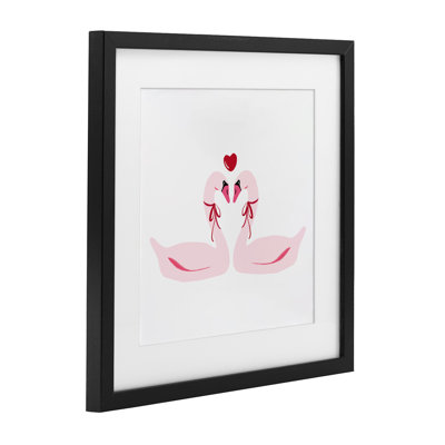 «Romantic Love Swans», reproduction sous verre encadrée, design par Lucille Price