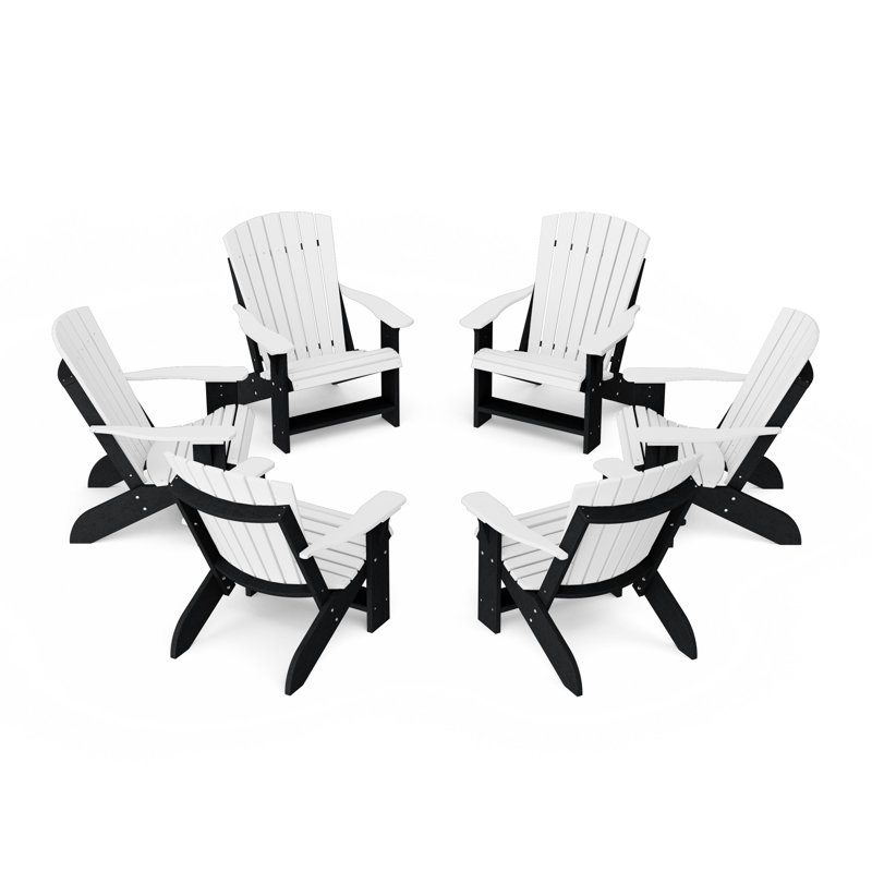Heritage Adirondack Chairs Set Of 6, White/Black
