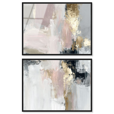 Ensemble d'art mural minimaliste Marble Dream I, impression acrylique encadrée, par Art Remedy, cadre noir, 44 x 33