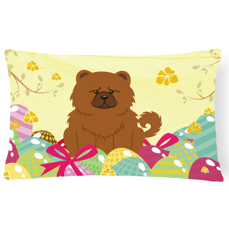 Coussin lombaire chow chow pâques œufs, Brun