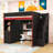 Wooden Gaming Loft Bed with LED Strip, Wardrobe, Stairs and Desk-1893204665