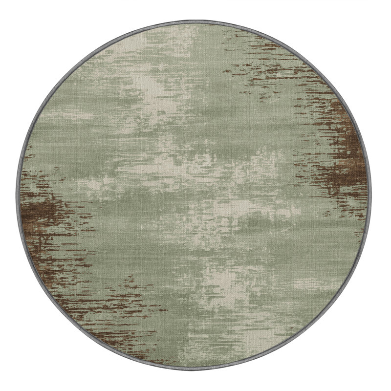 Tapis abstrait gris lavable à la machine, Rond 4 pi