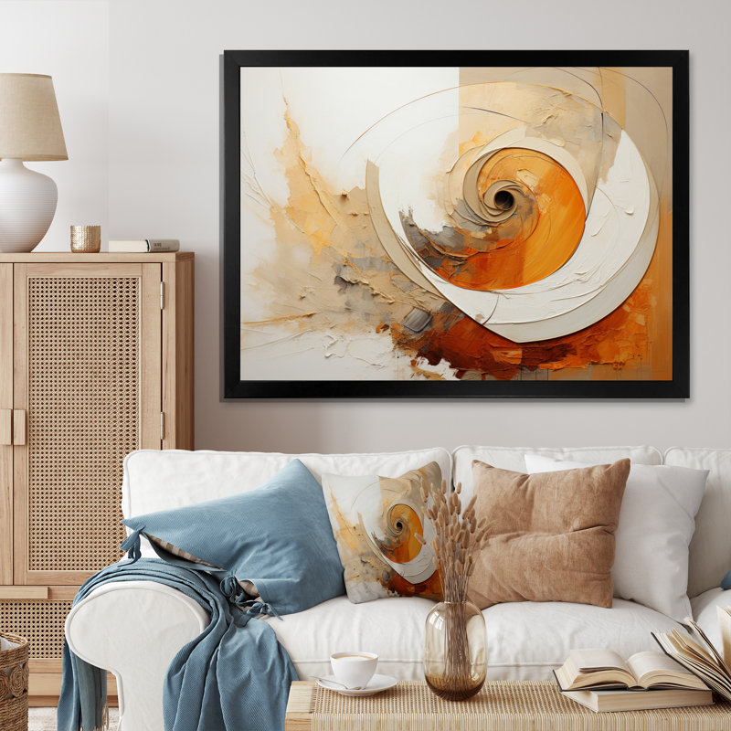 Earthly Tones I - Abstract Spirals, impression d'art mural, Cadre photo noir, H 16 po x l 32 po x P 1 po