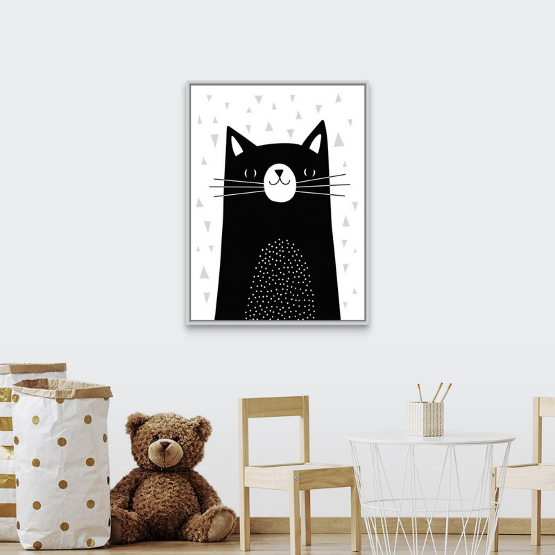 Art de chat Shenk, H 40 po x l 30 po x P 1,75 po, Cadre flottant blanc