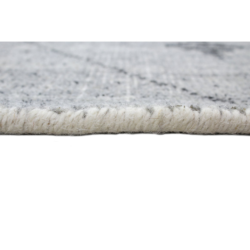 Rainie Geometric Handmade Hand-Loomed Wool Area Rug in Gray/Dark Gray, Rectangle 3'6" x 5'6"