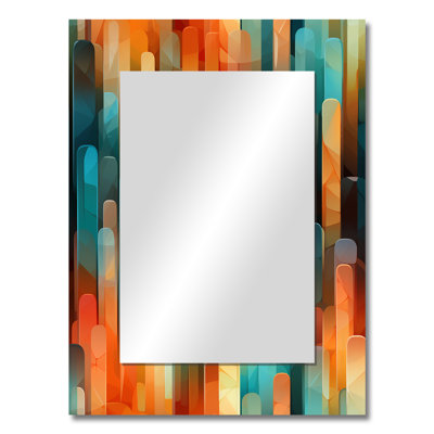 Deba Popart Abstract Popsicle Parade - striped  Mirror, Modern Decorative Wall Mirror, Printed Metal Art