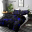 Ensemble de literie Shenglei en microfibre à imprimé géométrique bleu et noir avec 2 taies d'oreiller, taille pleine, 3 pièces (garnitures non comprises)-122001166-122001159
