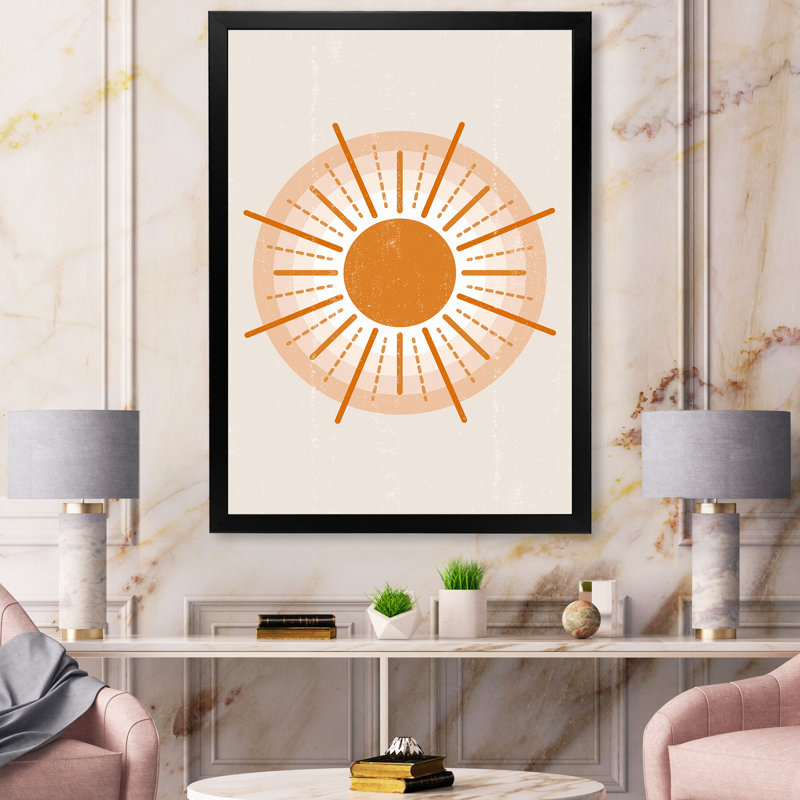 Minimal Orange Radiant Sun II - photographie encadrée sur toile, Cadre noir, H 20 po x l 12 po x P 1po