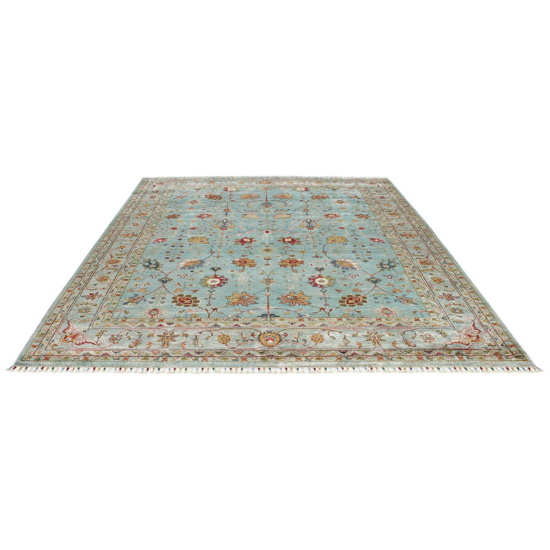 8x10 Light Blue and Multicolor Turkish Tribal Rug