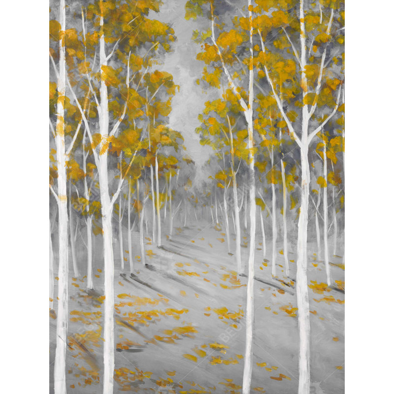 Birch Forest - Gray Framed Canvas Art for Home Decor
