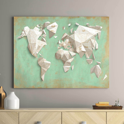 A Different World (Mint & Gold) by Kaj Rama - Wrapped Canvas Print