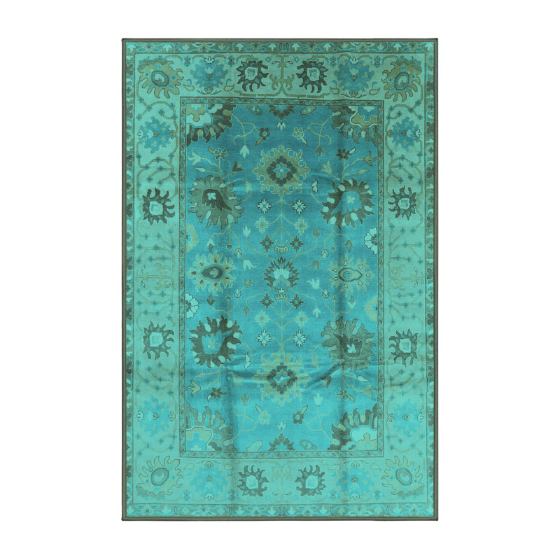 Tapis oriental en laine / polyester tissé à la machine en bleu, Rectangle 2 pi x 3 pi