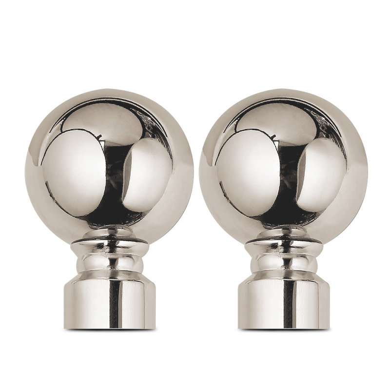 Heavy-Duty Adjustable Curtain Pole with Finials, 70-120cm, Brushed Silver
