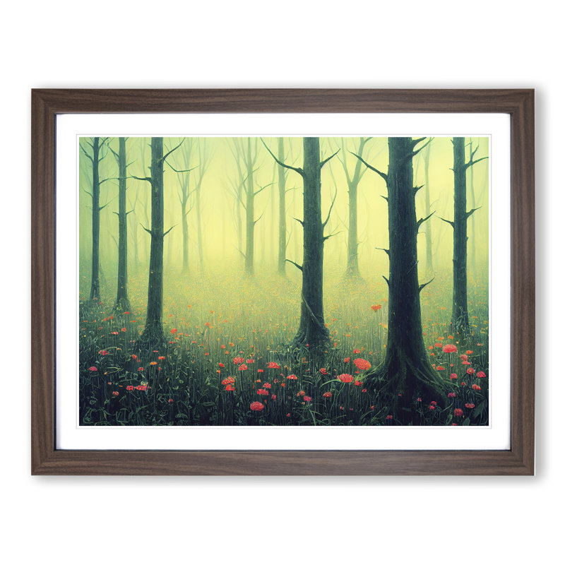 Fabulous Spring Forest 1 Piece Single Picture Frame Wall Art, 25cm H x 34cm W x 2cm D, Walnut Framed