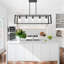 5-Lights Kitchen Island Lighting, Modern Linear Chandelier With Seeded Glass, Black Industrial Dining Room Light Fixtures Over Table Farmhouse Ceiling Pendant Lights