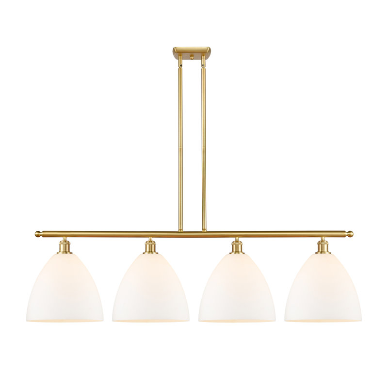 Luminaire suspendu linéaire à 4 lumières pour îlot de cuisine Allure, Blanc mat, DEL, Or satiné