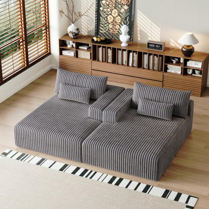 Méridienne surdimensionnée de 102 po, sans assemblage requis, causeuse en peluche avec canapé-lit inclinable, fauteuil-lit moderne moelleux pour la chambre à coucher du salon intérieur