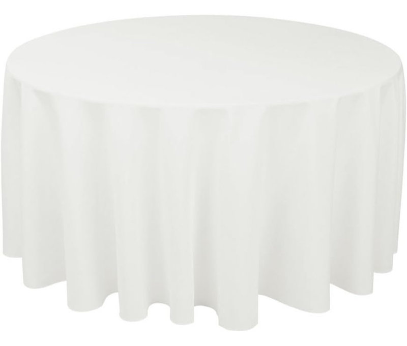 Ambee Round No Pattern Polyester Tablecloth, 132" Round, White