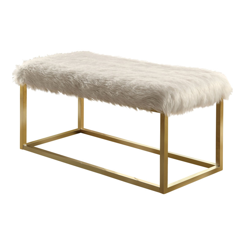 Banc rembourré Agrippa, Blanc / or