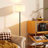 56.5'' Modern  Floor Lamp With Beige Linen Drum Shade, Minimalist Standing Lamp For Living Room Or Reading Corner(Included Warm Bulbs)