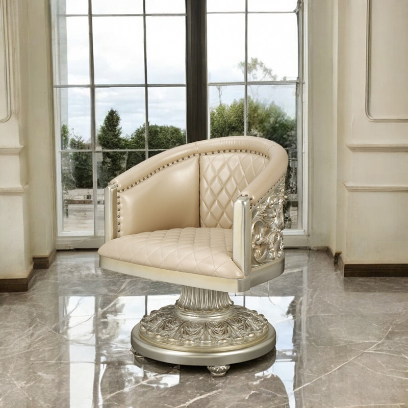 Fauteuil en cuir synthétique et or antique