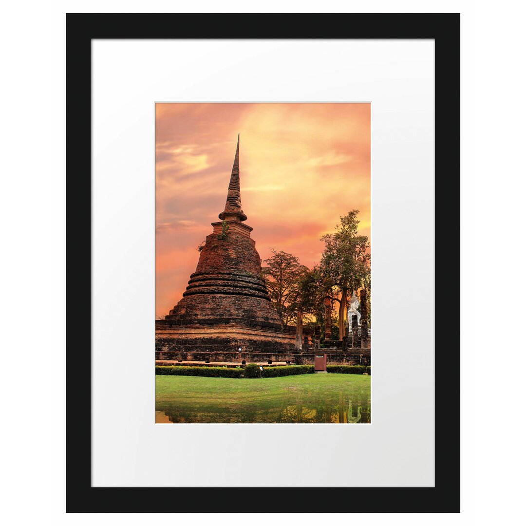 Gerahmtes Poster Buddha Tempel im Sonnenuntergang