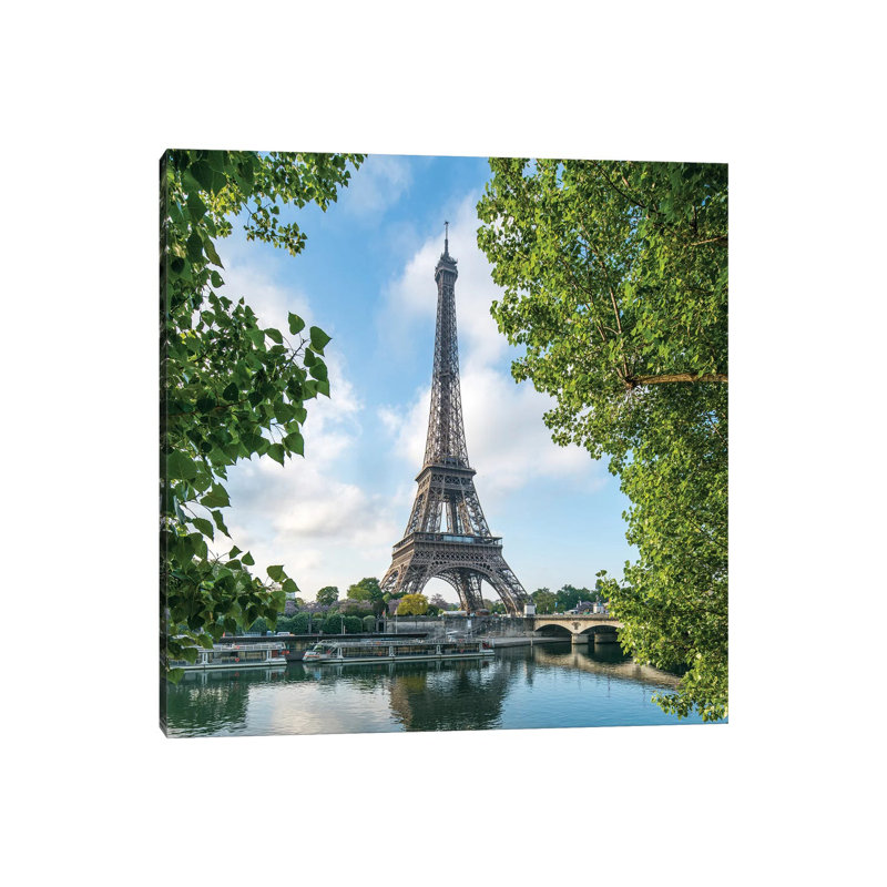 Eiffel Tower At The Banks Of The Seine In Spring by Jan Becke - Wrapped Canvas Gallery-Wrapped Canvas Giclée