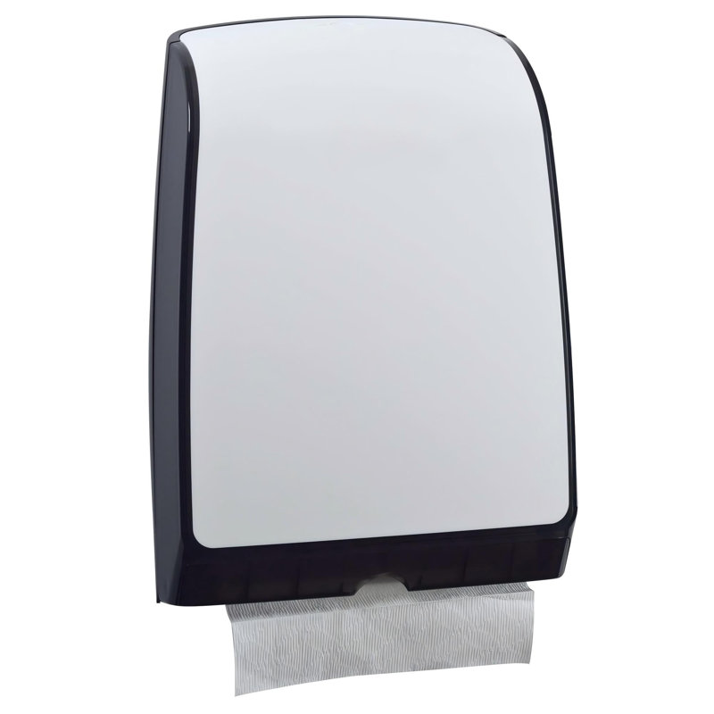 Distributeur de papier essuie-mains plié, 25 x 7 x 35 cm, compact, distribution manuelle feuille à feuille, blanc