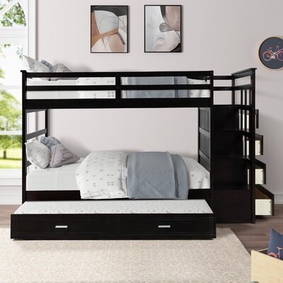 Twin Over Twin 4 - Drawer Solid Wood Bunk Bed With Trundle by Harriet Bee -  1C3FD85486134745922891371939F79D