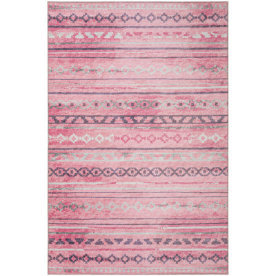 Tapis rose / gris / blanc Ance