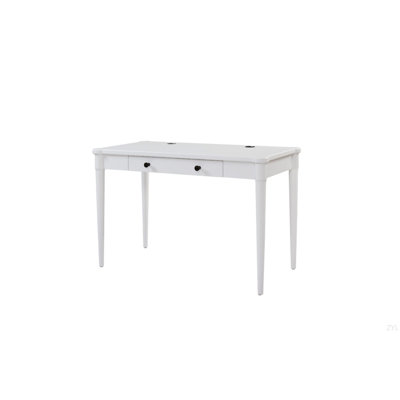Bureau d'écriture minimaliste classique avec tiroir et trous de gestion des câbles