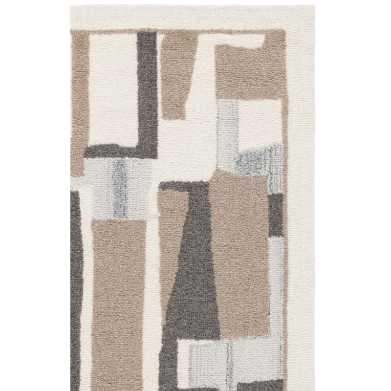 Tapis abstrait en laine et coton touffeté à la main Ebony 816, Tapis de couloir 2 pi 3 po x 8 pi
