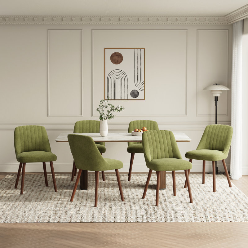 Modern Upholstered Dining Chair with Solid Wood Legs, Gray