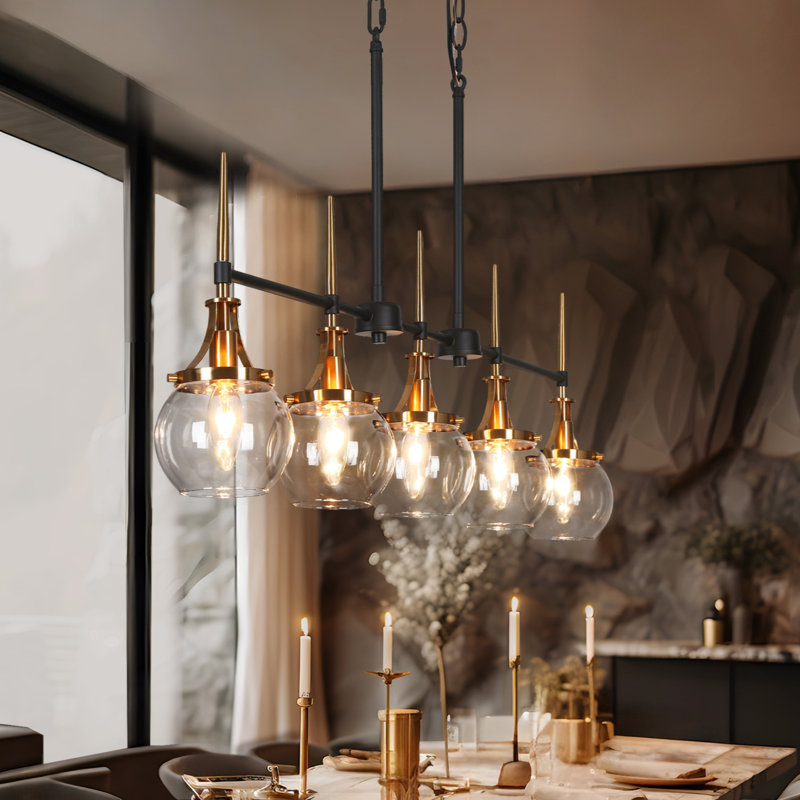 Luminaire suspendu linéaire à 5 lumières pour îlot de cuisine Lama