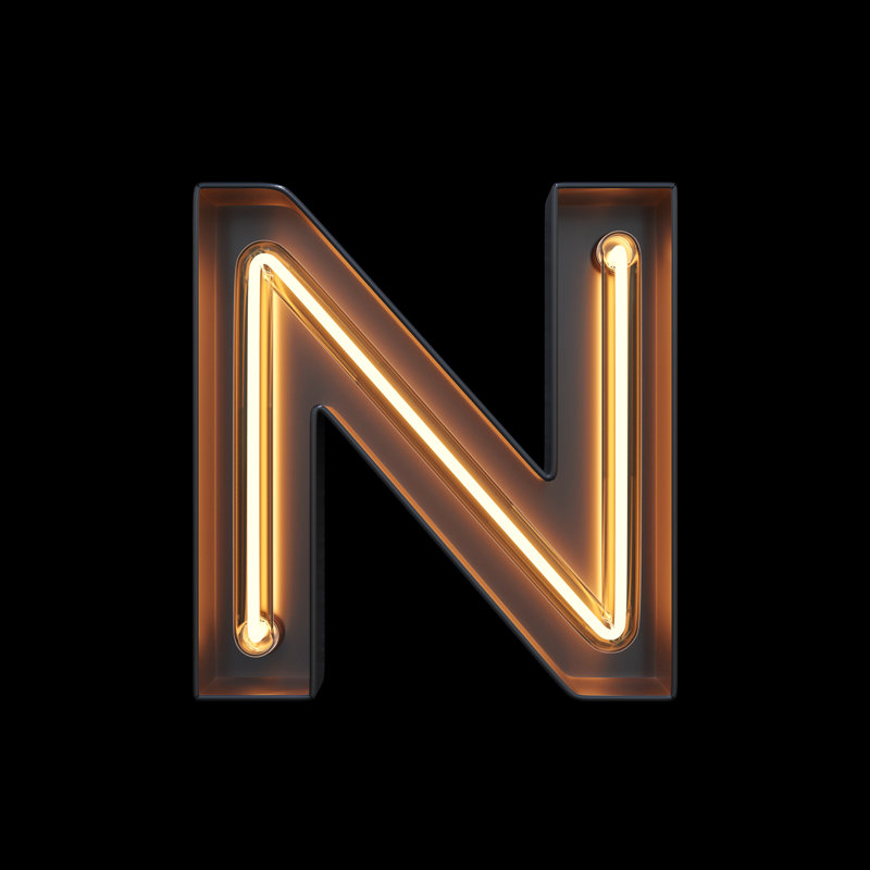 Neon Light Alphabet N With Clipping Path by Sarawuth702 - Wrapped Canvas Print, 76cm H x 76cm W x 3.8cm D