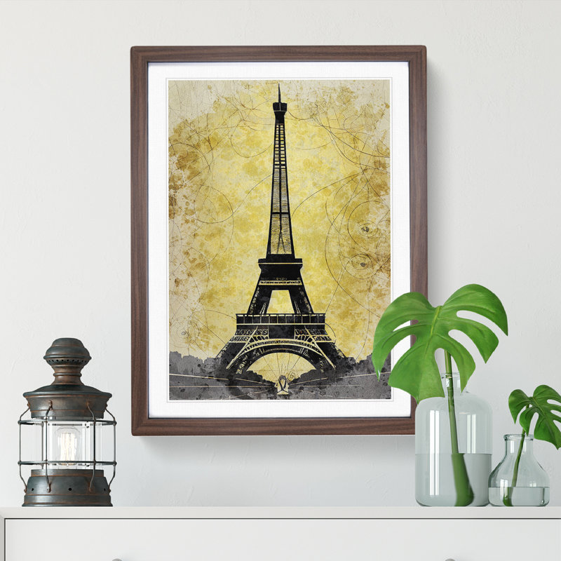 Splendid Eiffel Tower - Framed Print, 34cm H x 25cm W x 2cm D, Walnut