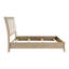 Lit double classique avec tête de lit tapissier en similicuir beige, conception à boutons et rails inclus Taille dans le style, pour la chambre à coucher
