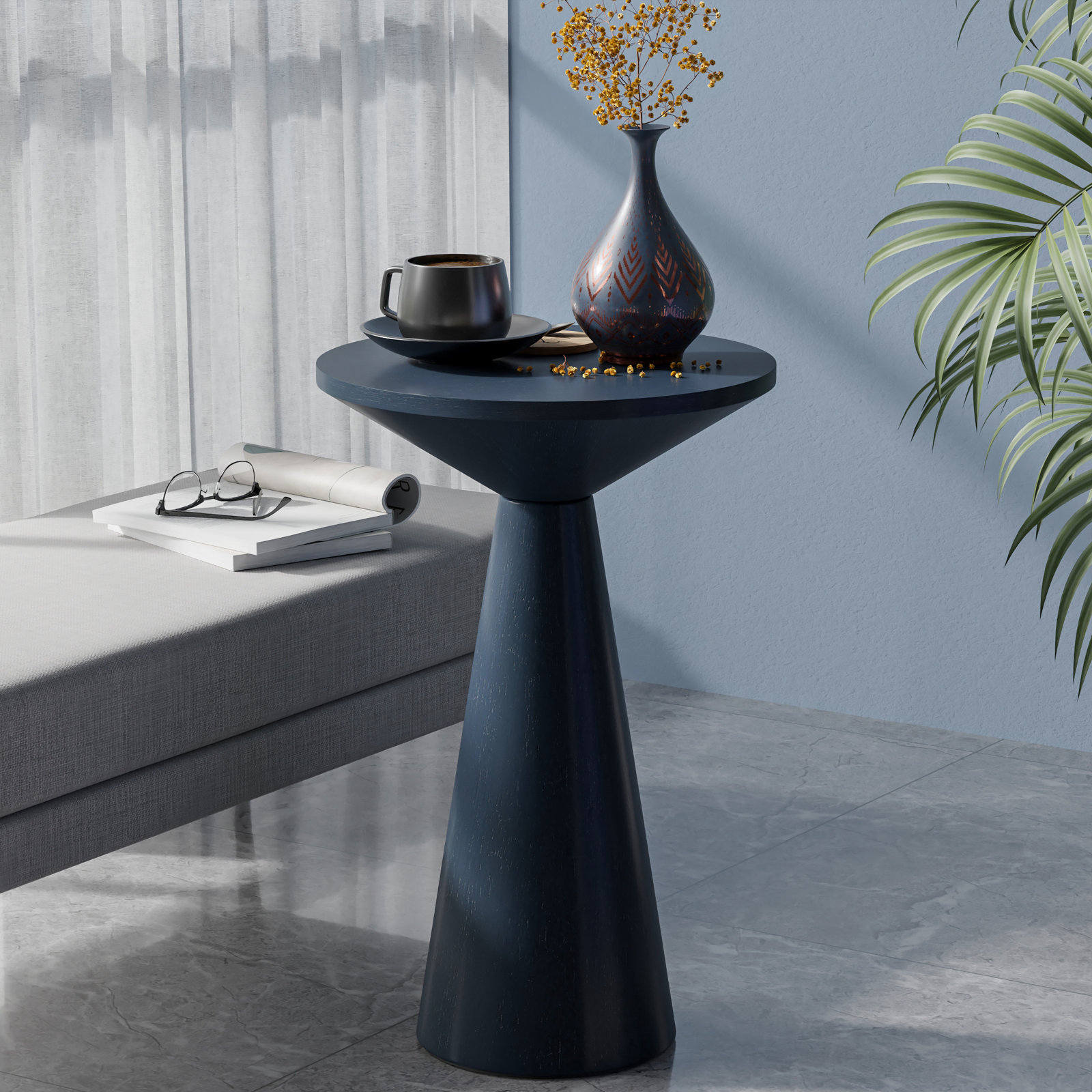 Bozovich Solid Wood End Table, 19.5" H x 13.5" W x 13.5" D, Blue