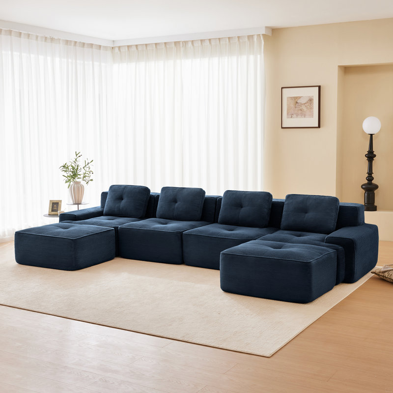 Canapé modulaire en U de 153 po, Bleu