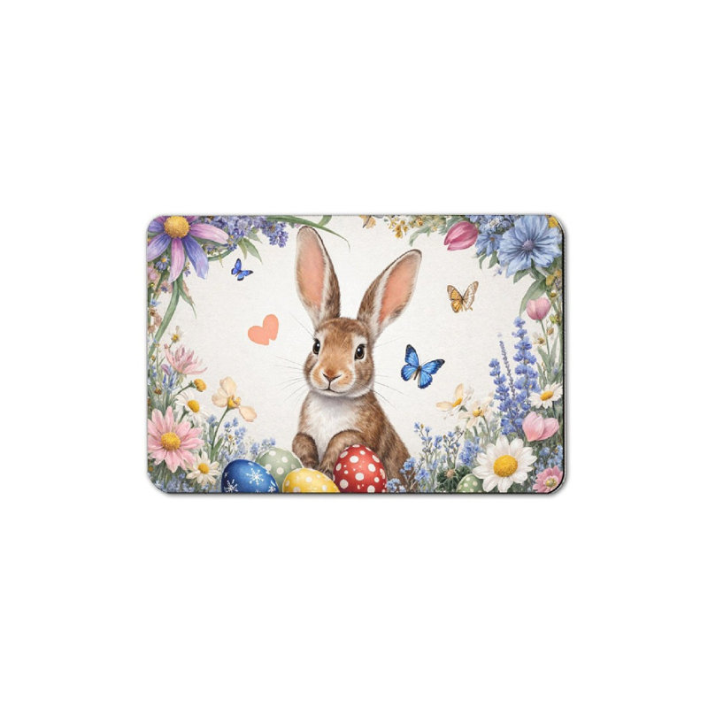 Tapis de bain Lapin avec fleurs printanières, 36 x 24 po