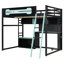 Lit mezzanine double avec bureau de rangement à DEL et USB-487727537