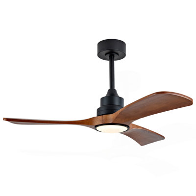 Nouveau ventilateur de plafond en bois 42 pouces avec 3 pales en bois massif, télécommande et moteur à courant continu pour le salon