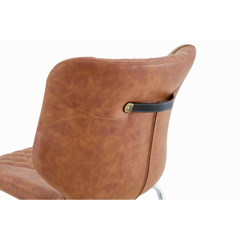 Ensemble de chaises de salle à manger, chaises de salle à manger en cuir ciré avec pieds en métal galvanisé, patins réglables antidérapants, chaises de salle à manger rembourrées à haut dossier et capitonnées